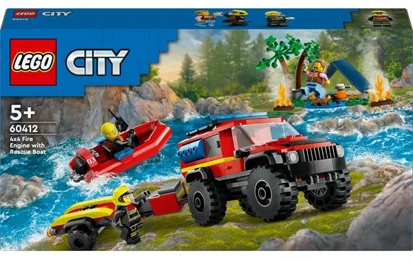 LEGO City 60412 Fyrhjulsdriven brandbil med räddningsbåt